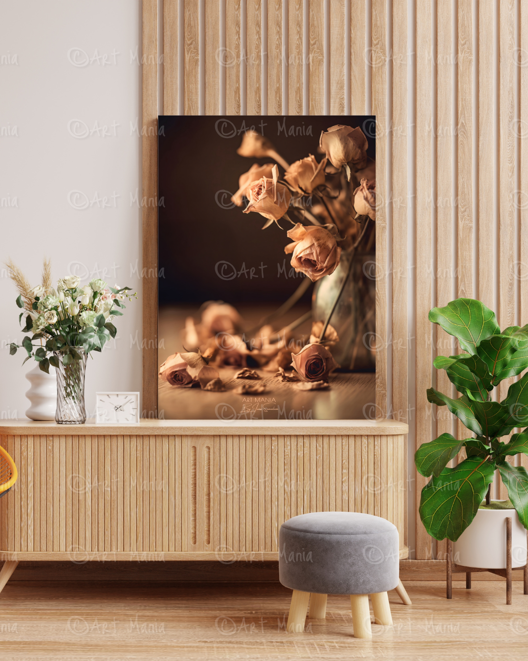 Dried roses. Wall decor