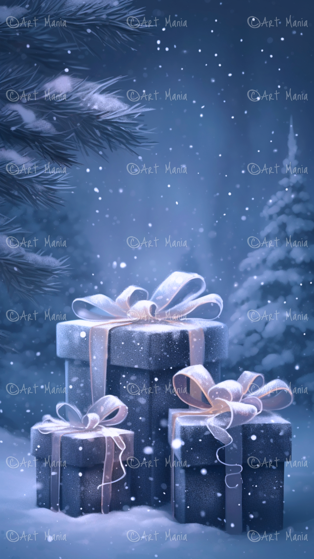 Christmas gifts. Mobile background