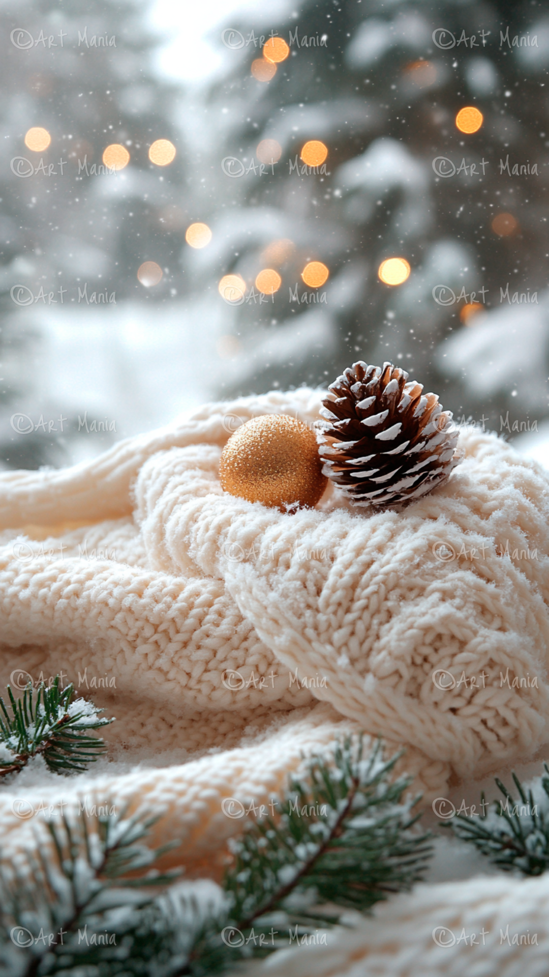 Cozy christmas. Mobile background