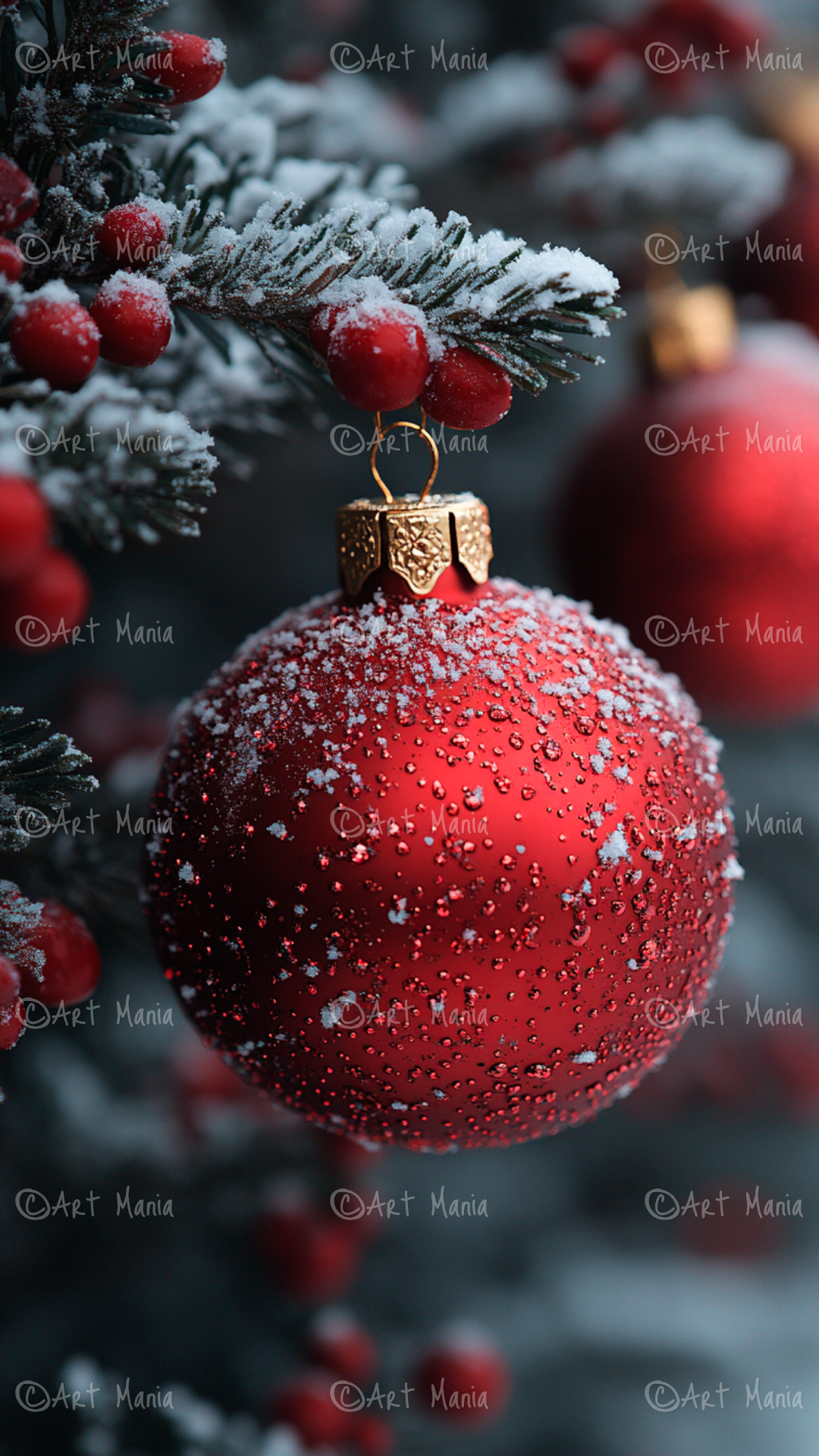 Christmas red ball. Mobile background