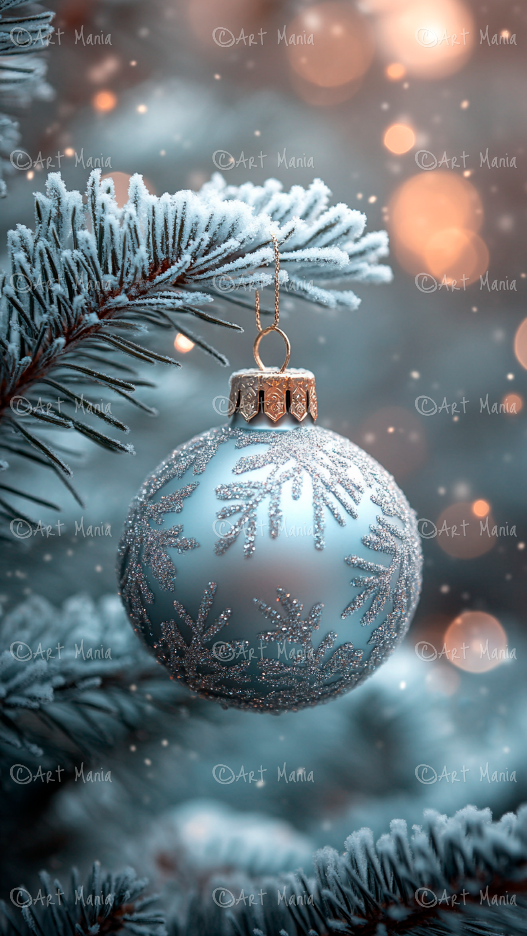 Christmas silver ball. Mobile background