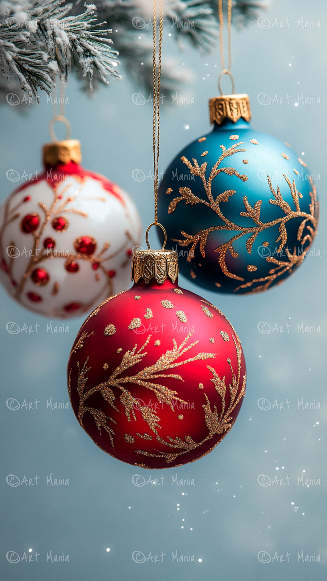 Colorful Christmas balls. Mobile background