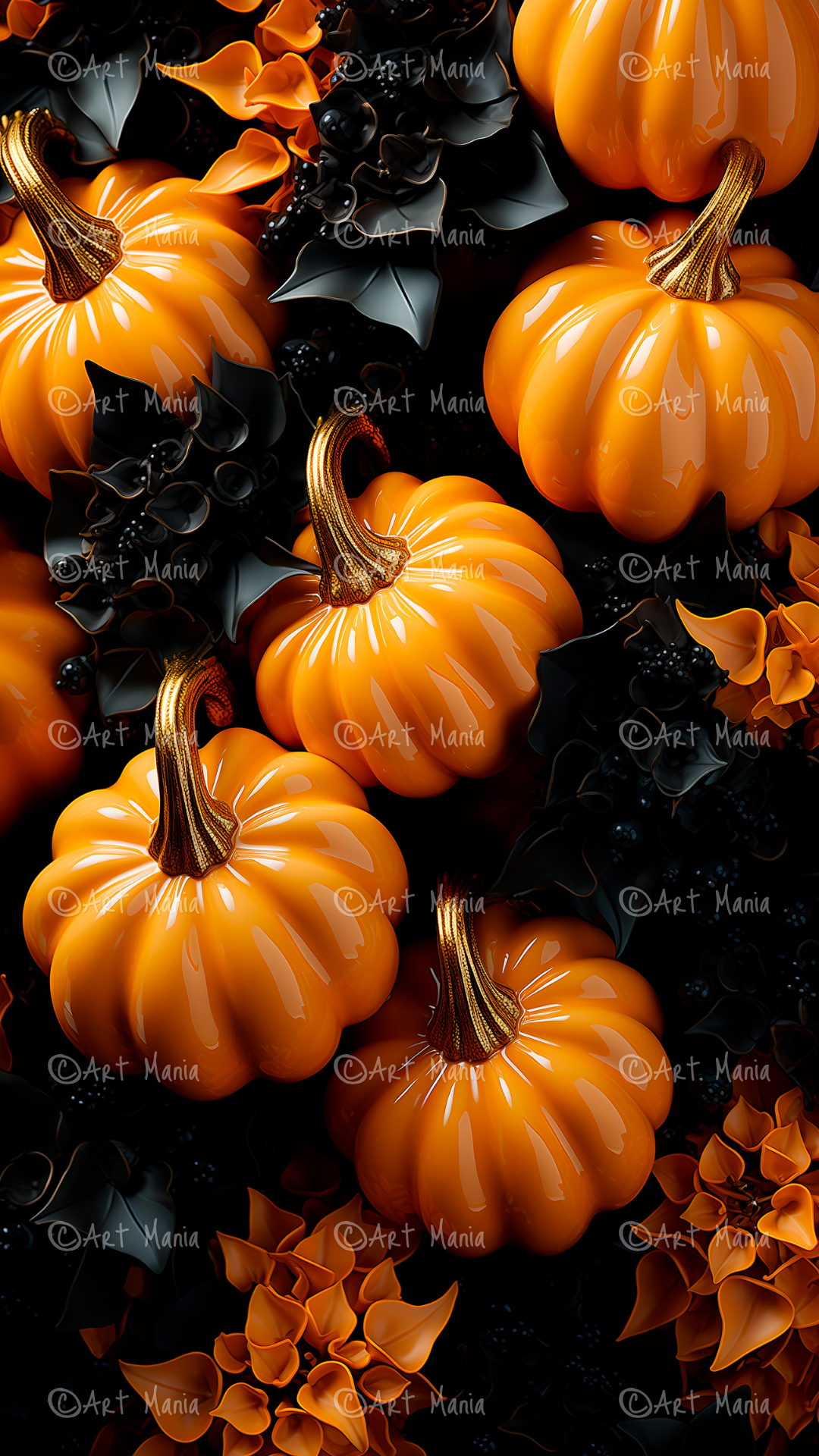 Glass pumpkins. Mobile background