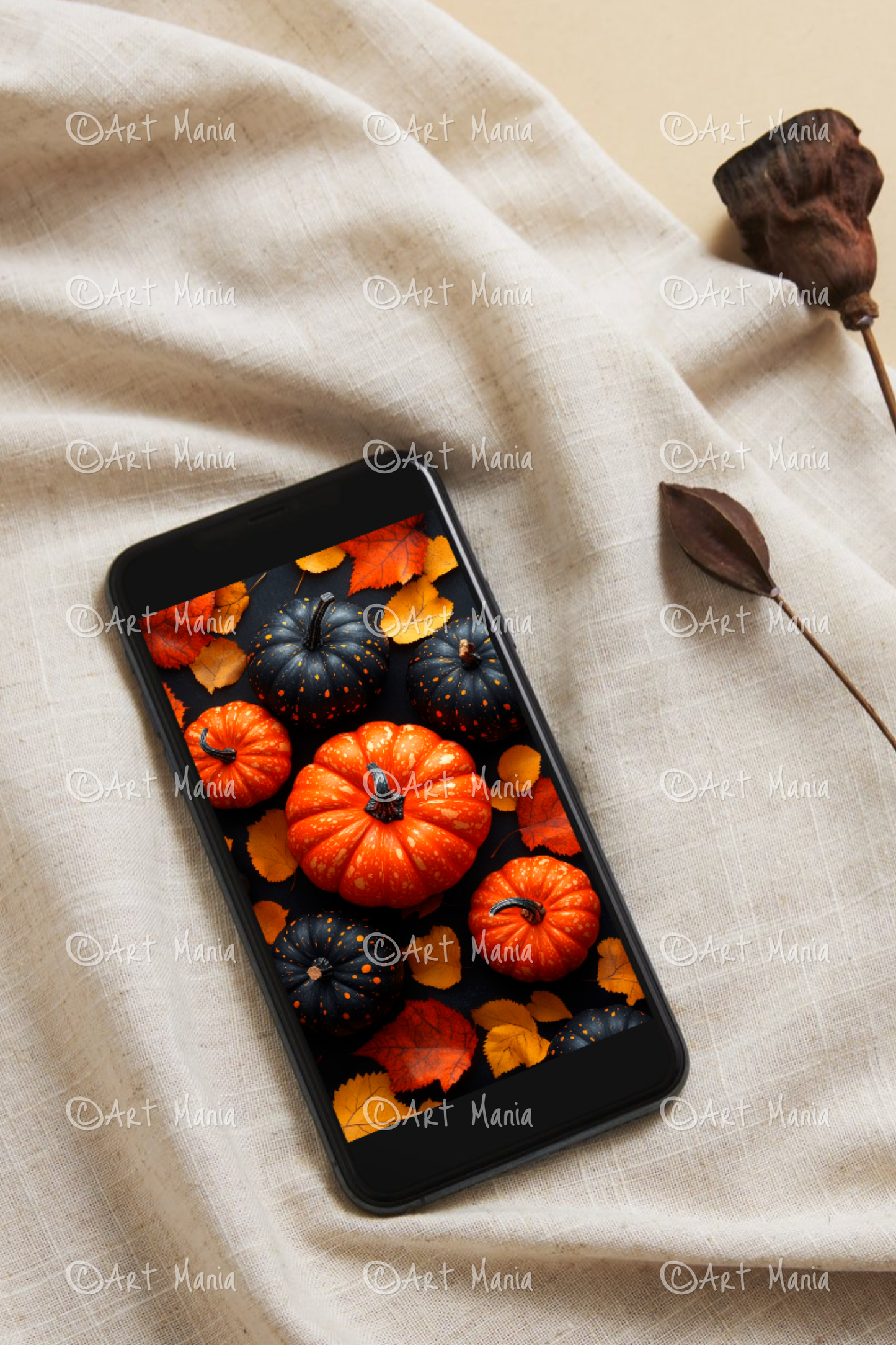 Colorful pumpkins. Mobile background