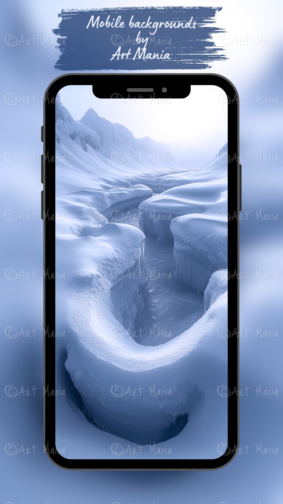 Surreal winter landscape. Mobile background