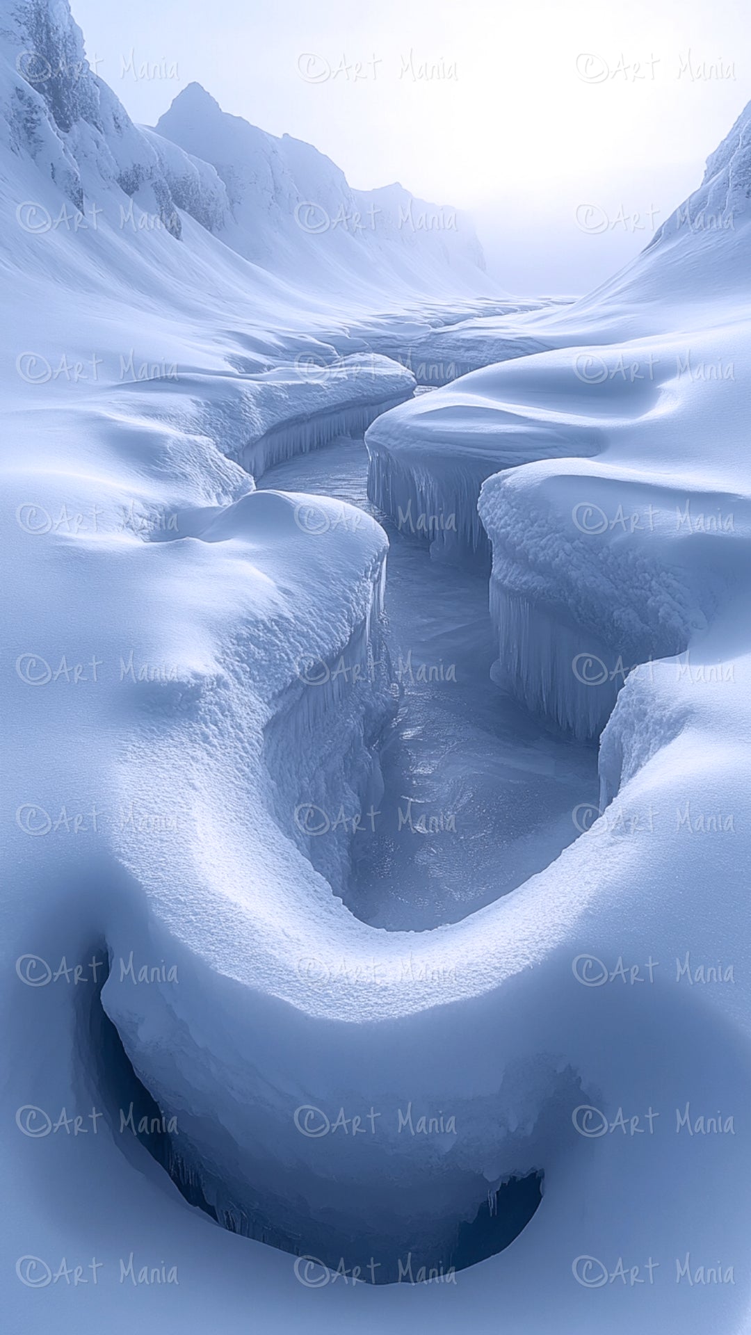 Surreal winter landscape. Mobile background