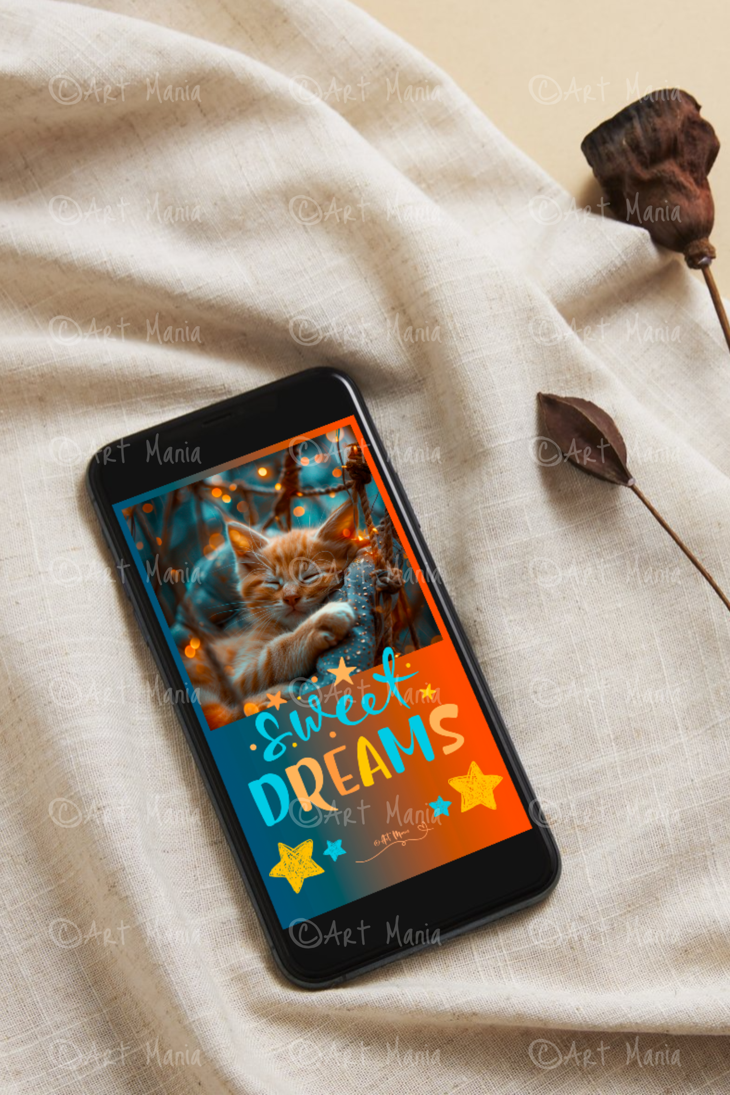 Sweet dreams with cute kitten. E-Card
