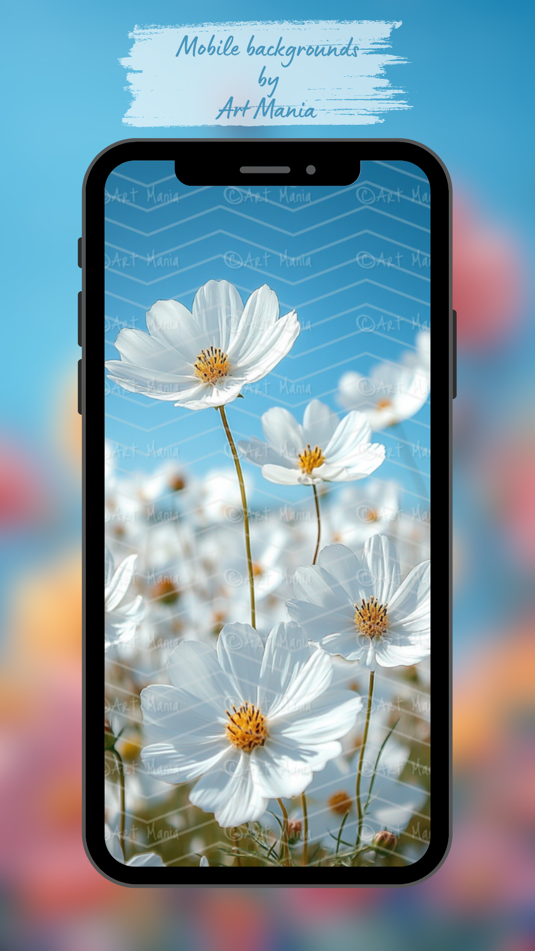 Mobile backgrounds. Beautiful flowers. Set of 6 pcs