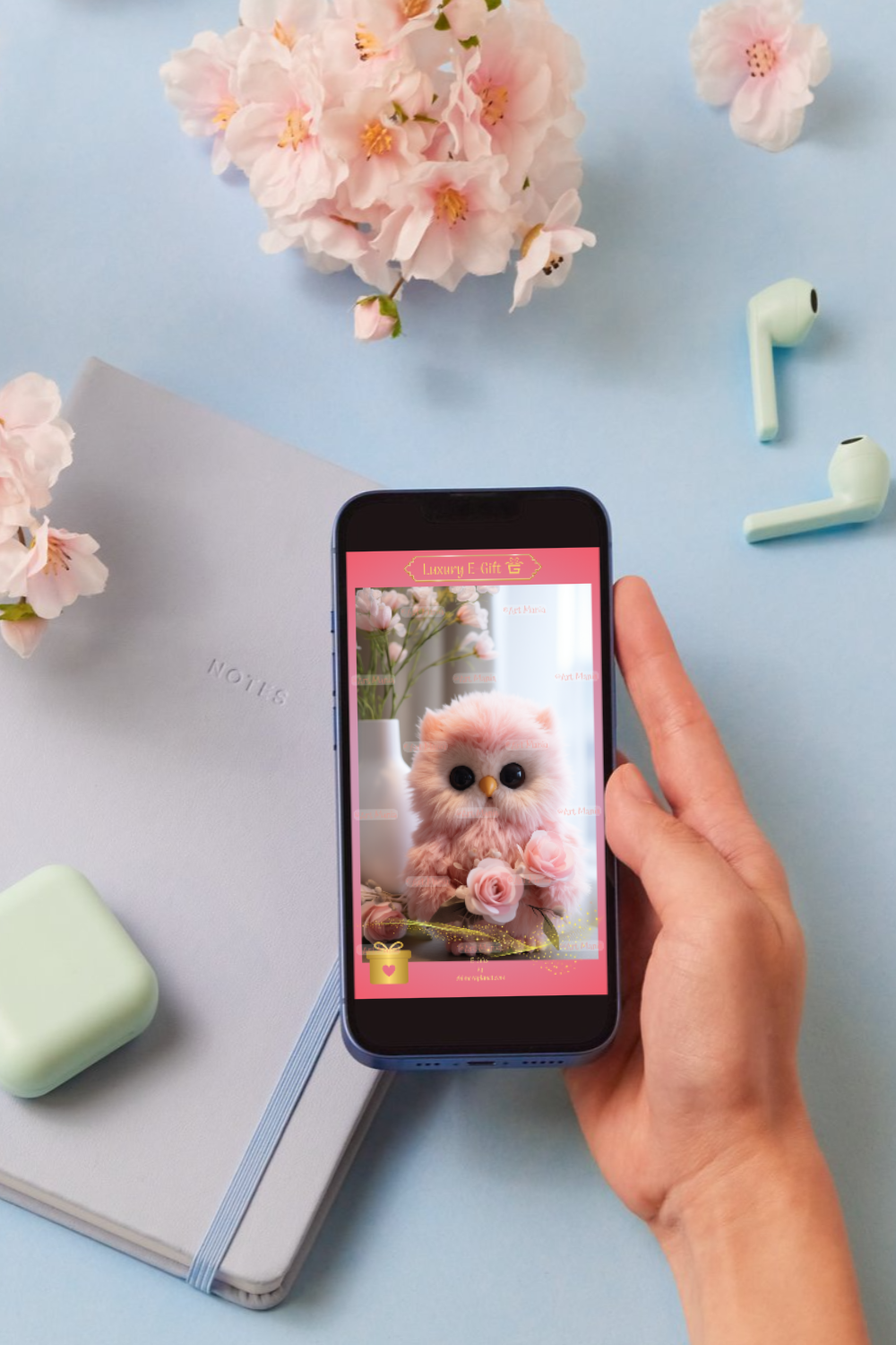 Cute owl. Luxury E-gift