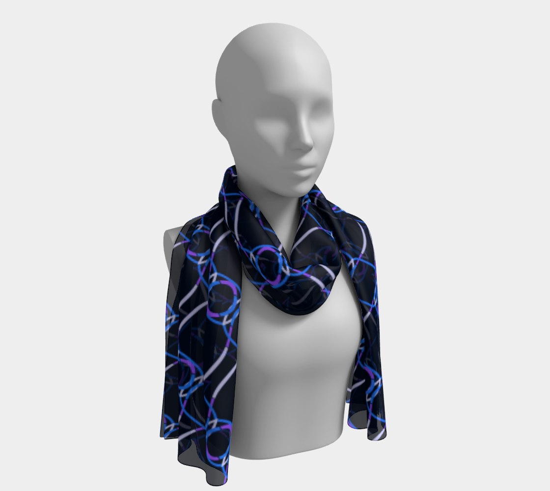 Colorful chains. Blue Long Scarf - Exclusive design by Art Mania!