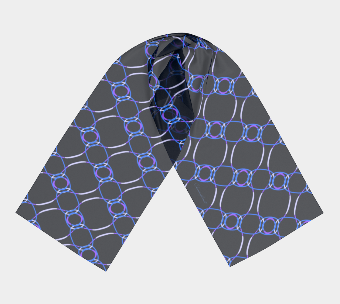 Colorful chains. Blue Long Scarf - Exclusive design by Art Mania!