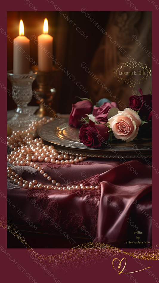 Roses with candles. Luxury E-gift