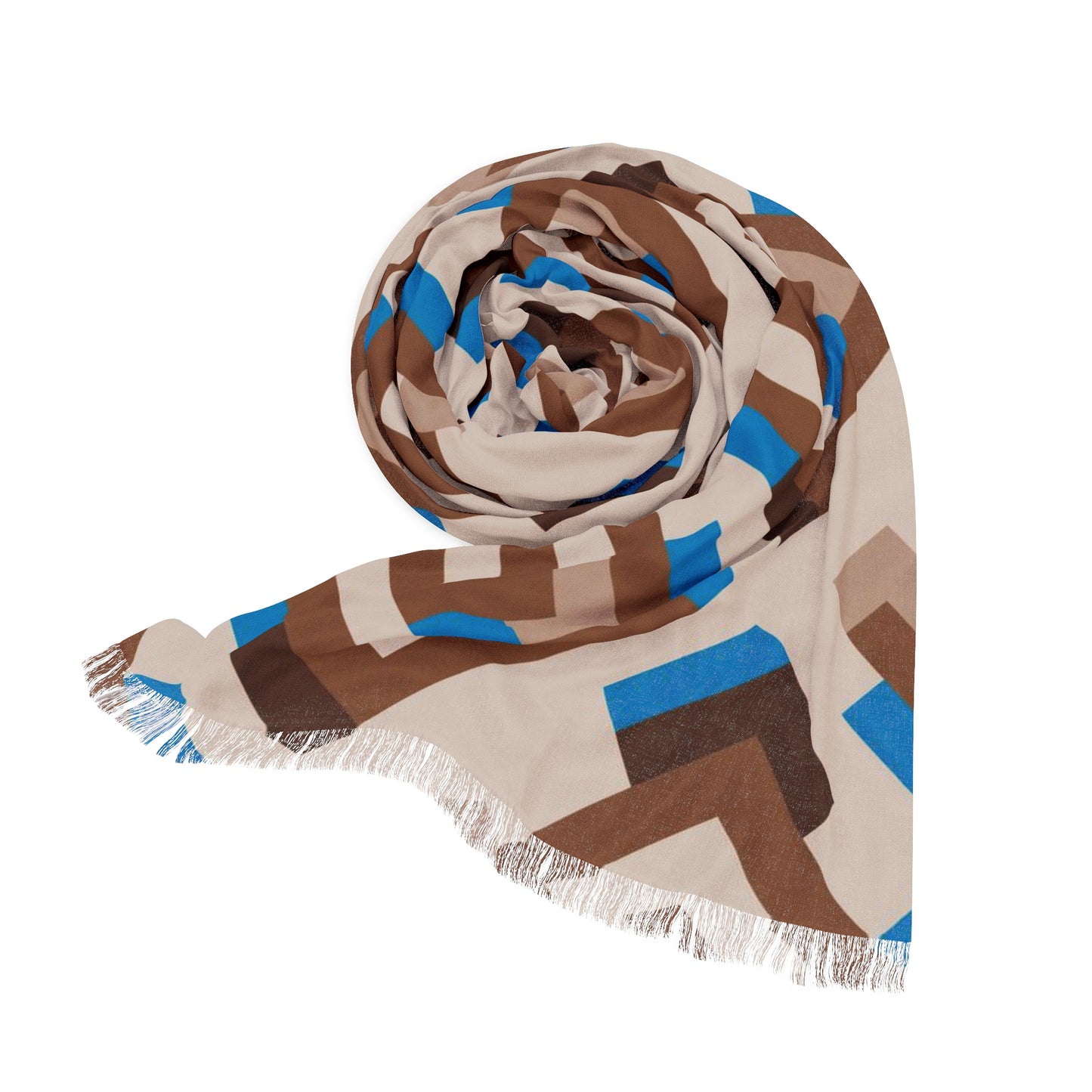 Beige with blue. Light Scarf