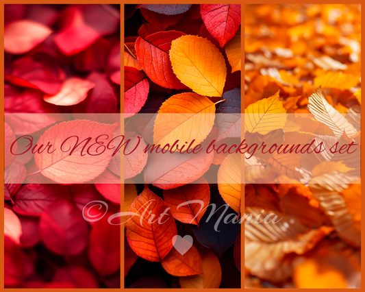 Autumn leaves. Set of 3 Mobile backgrounds