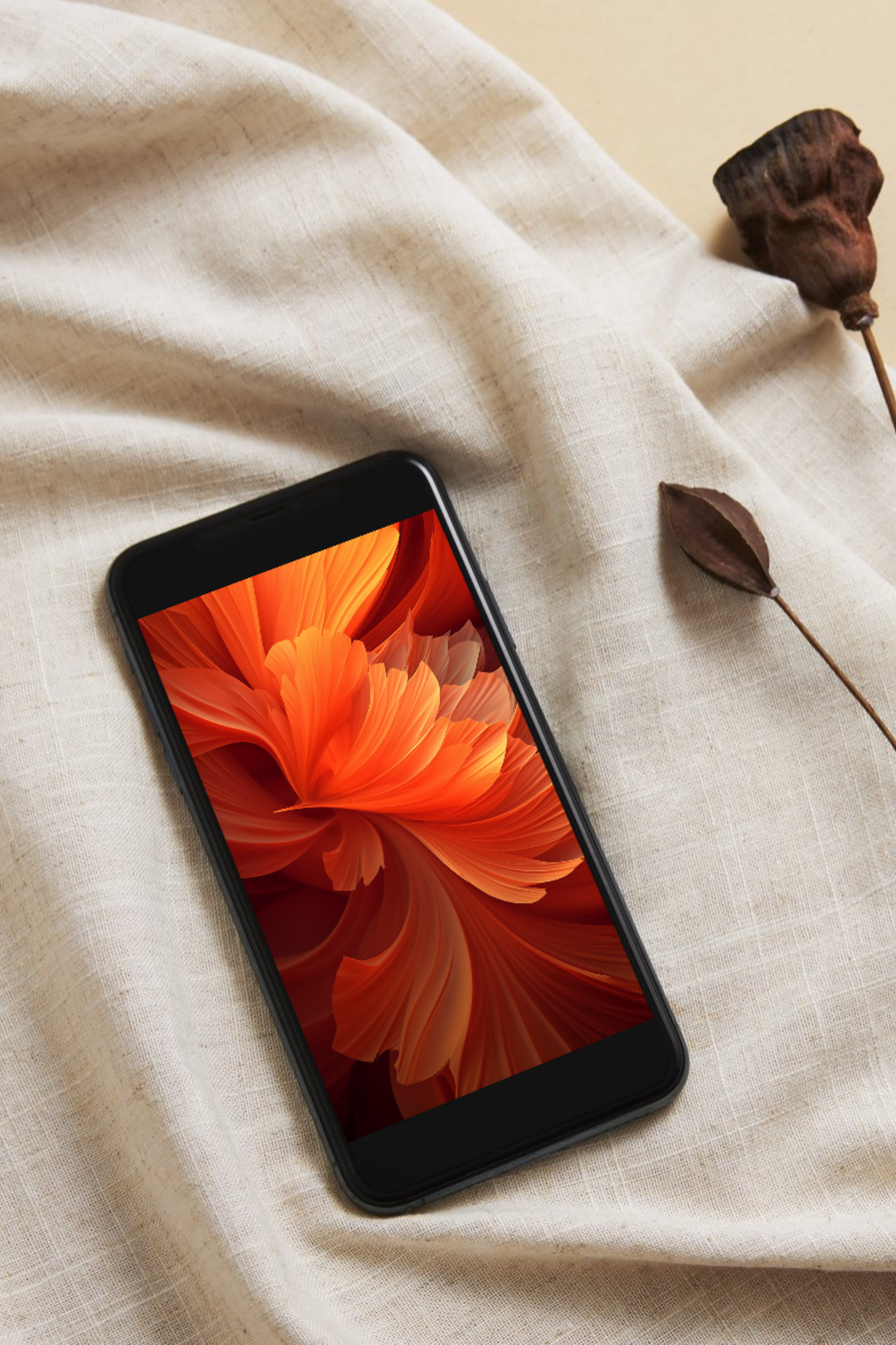 Chic orange flower. Mobile background