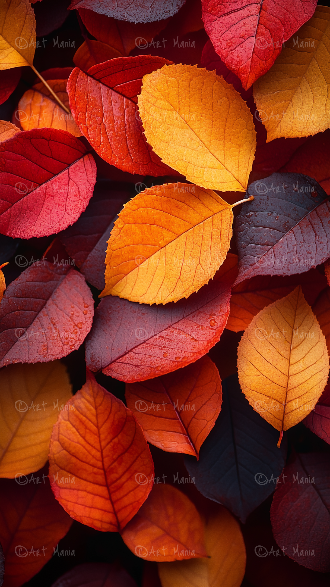 Autumn leaves. Mobile backgrounds. Set of 2 pieces