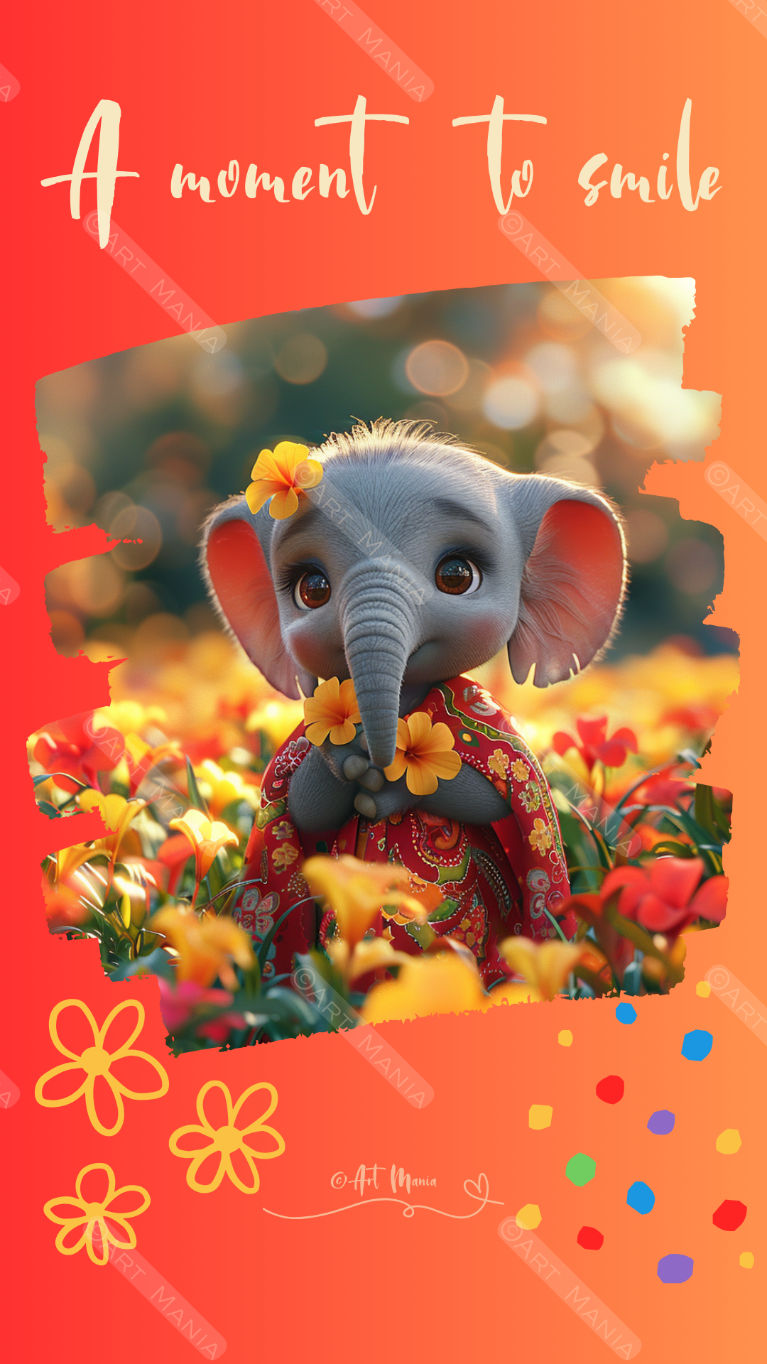 Сute baby elephant. E-Card