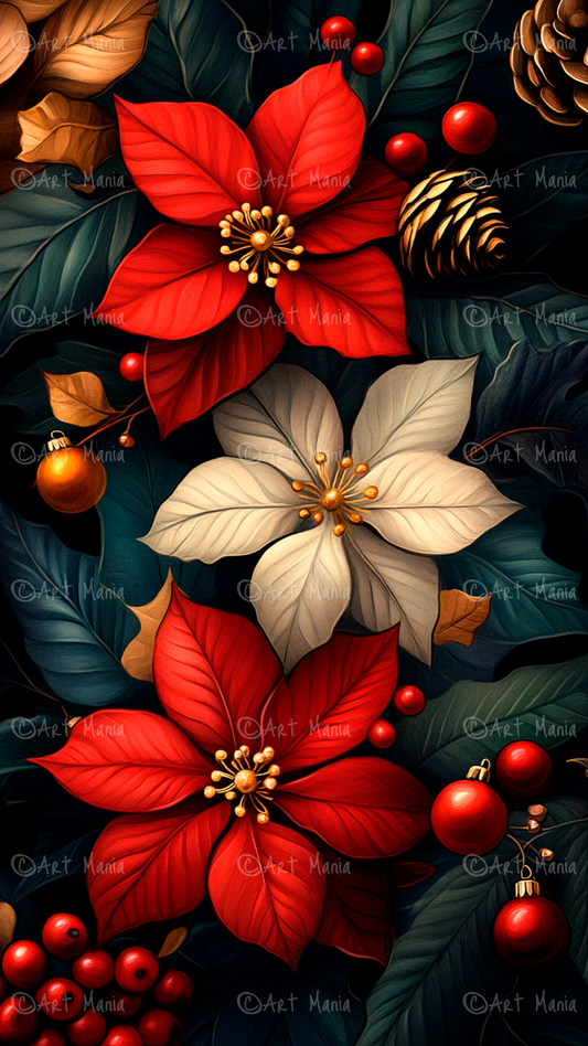 Christmas flowers. Mobile background