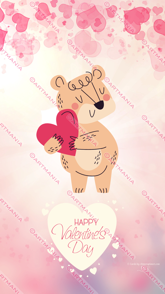 Cute bear with heart. E-Card