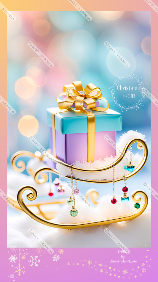 Christmas violet gift box. Christmas E-Gift