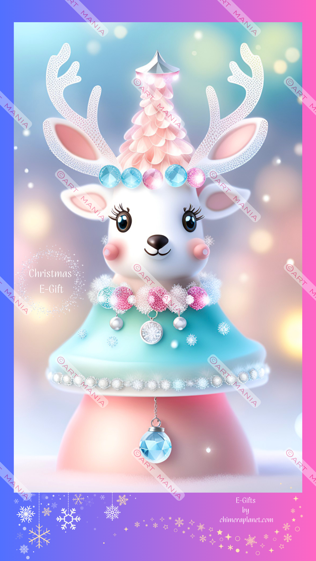 Cute winter deer. Christmas E-Gift