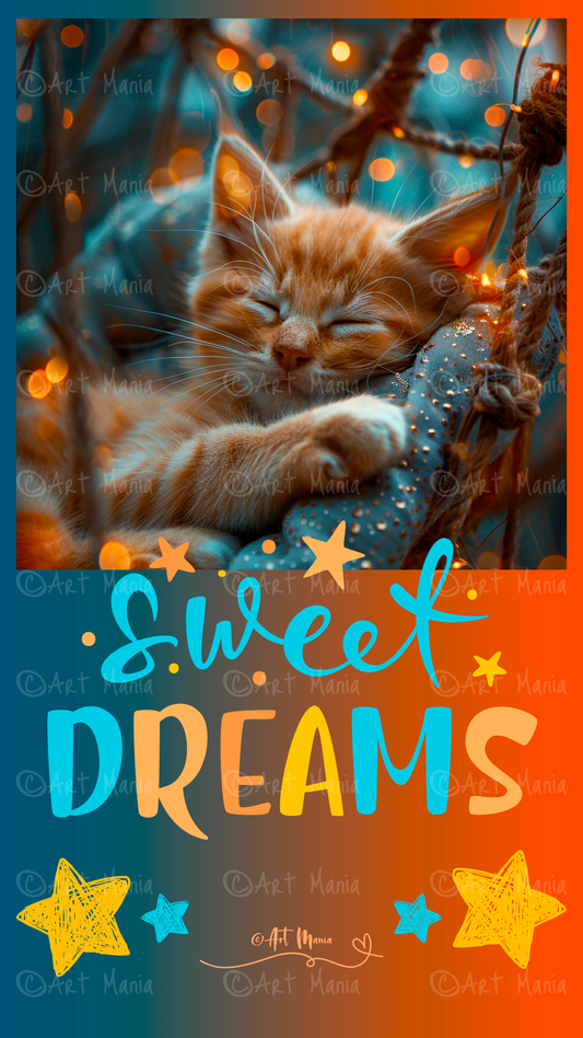 Sweet dreams with cute kitten. E-Card