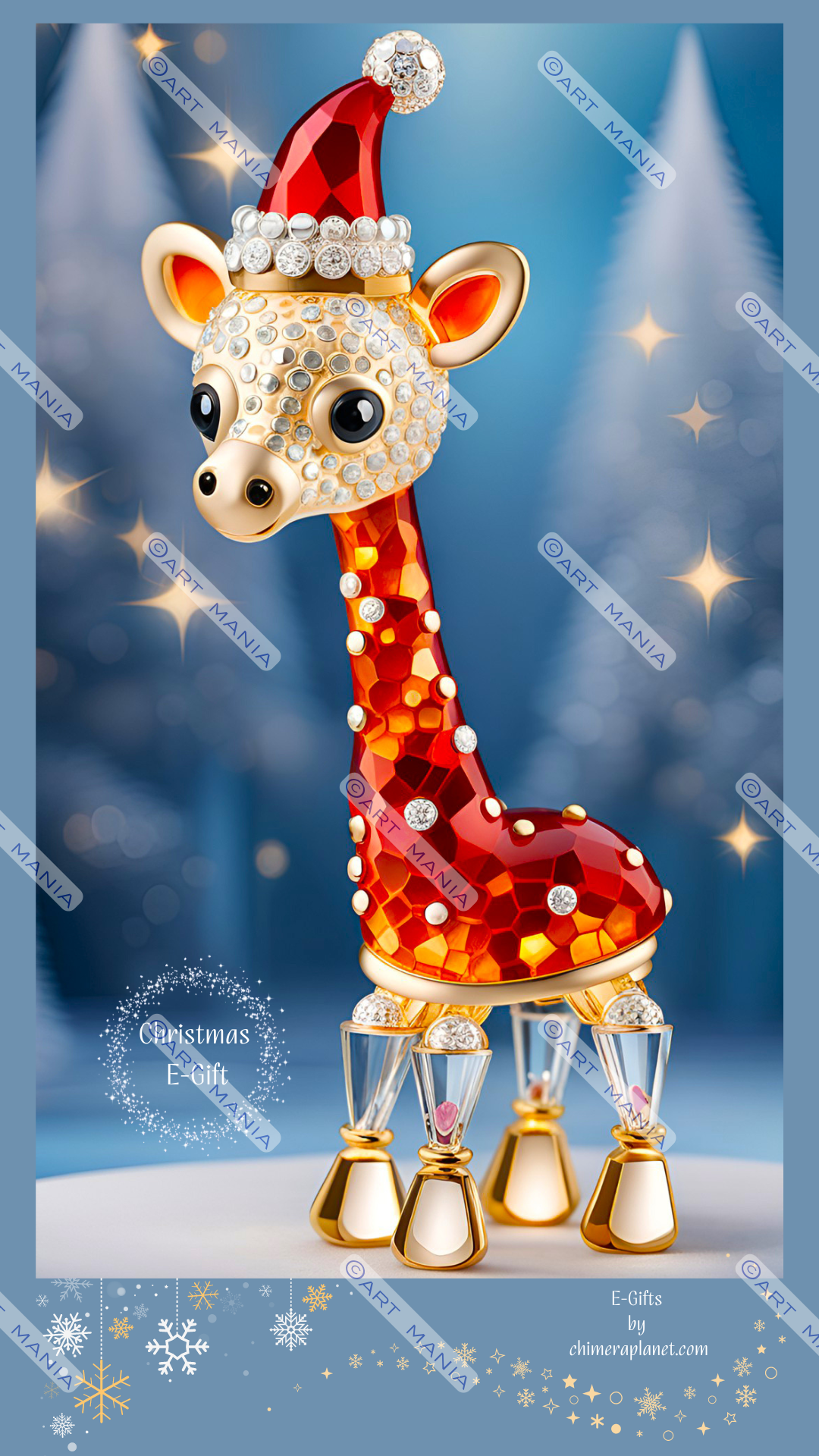 Cute Christmas giraffe. Christmas E-Gift