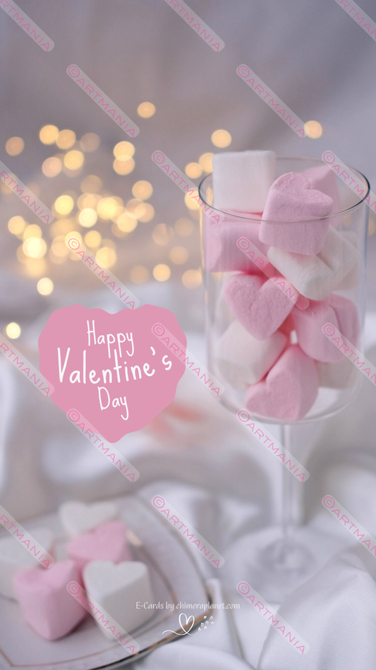 Valentines Day. E-Card with bokeh