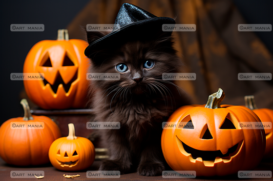 Cute halloween kitten