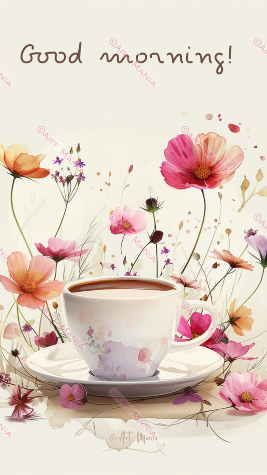 Good morning with flowers. E-Card