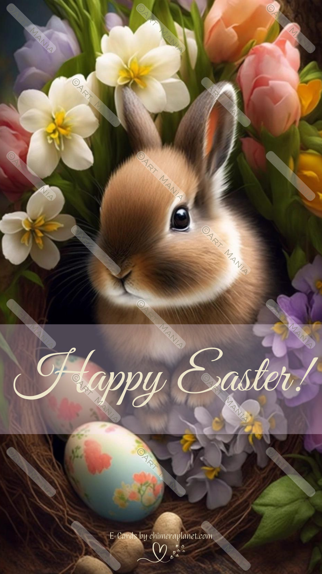 Spring bunny. E-Card