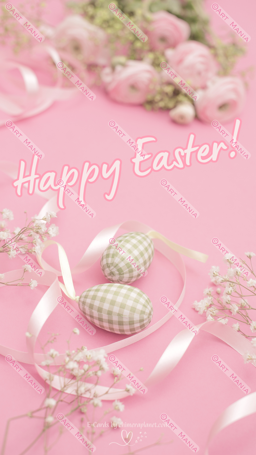 Pink Easter composition. E-Card