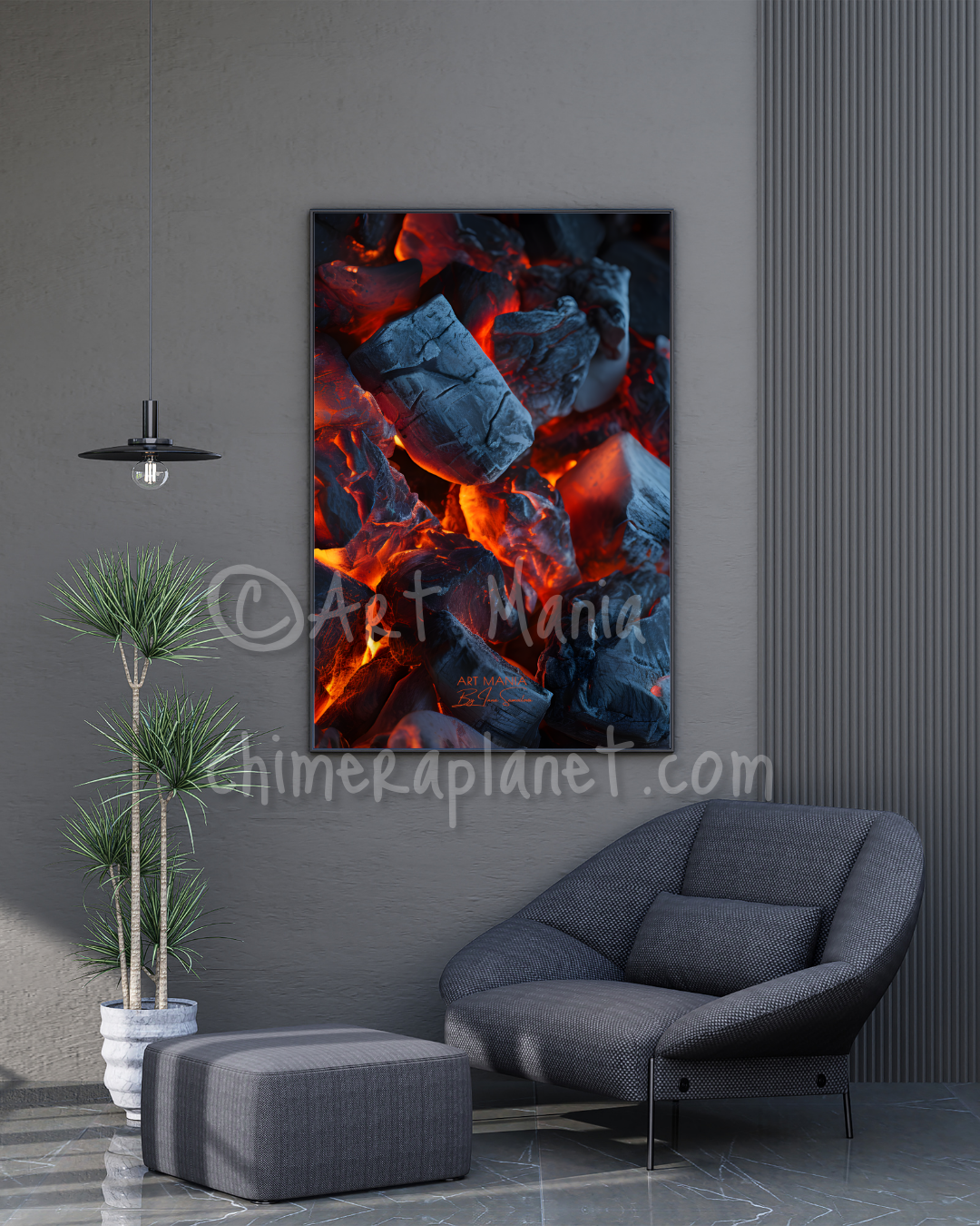 Smoldering embers. Wall decor