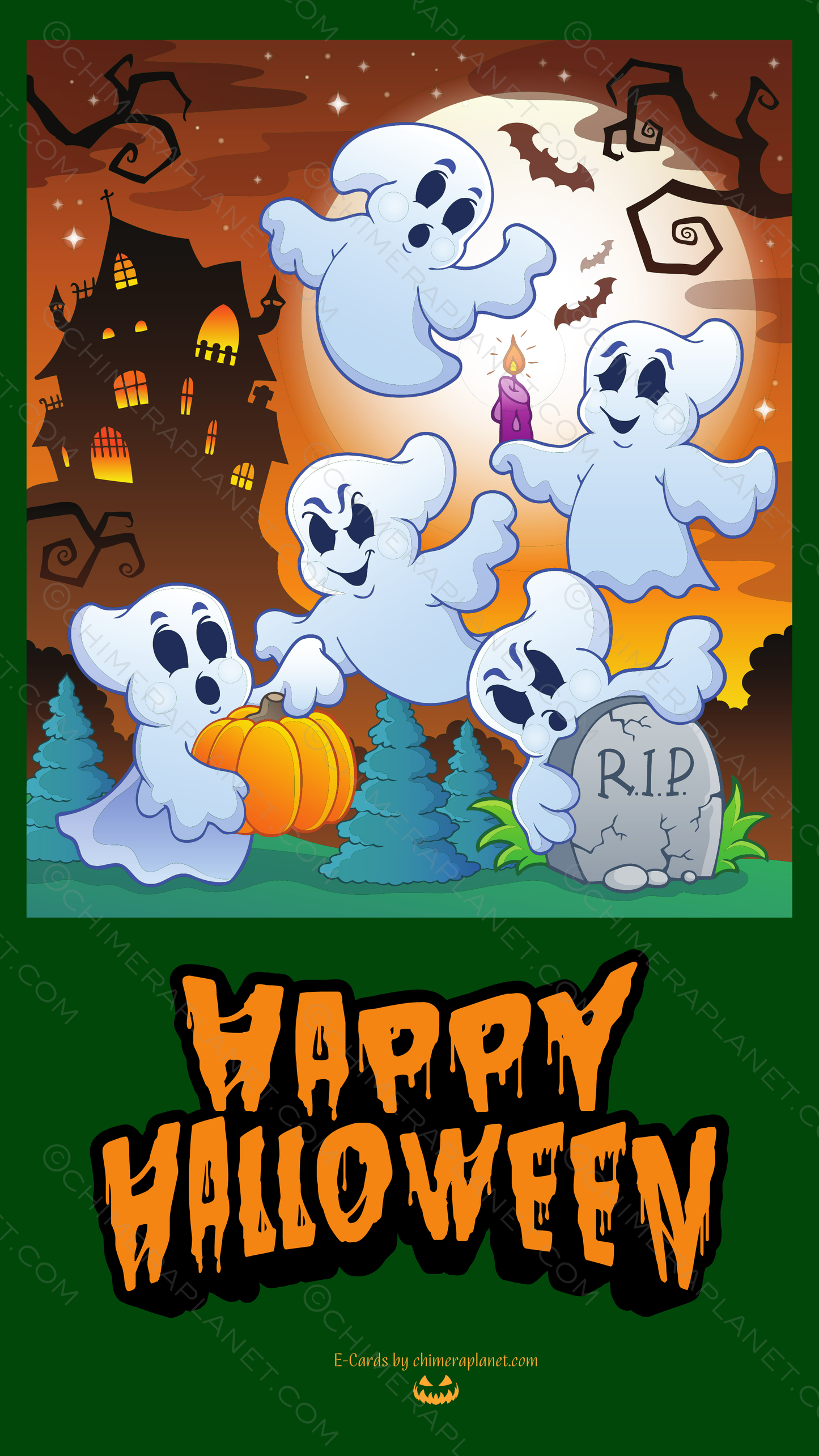 Cute ghosts. E-Card