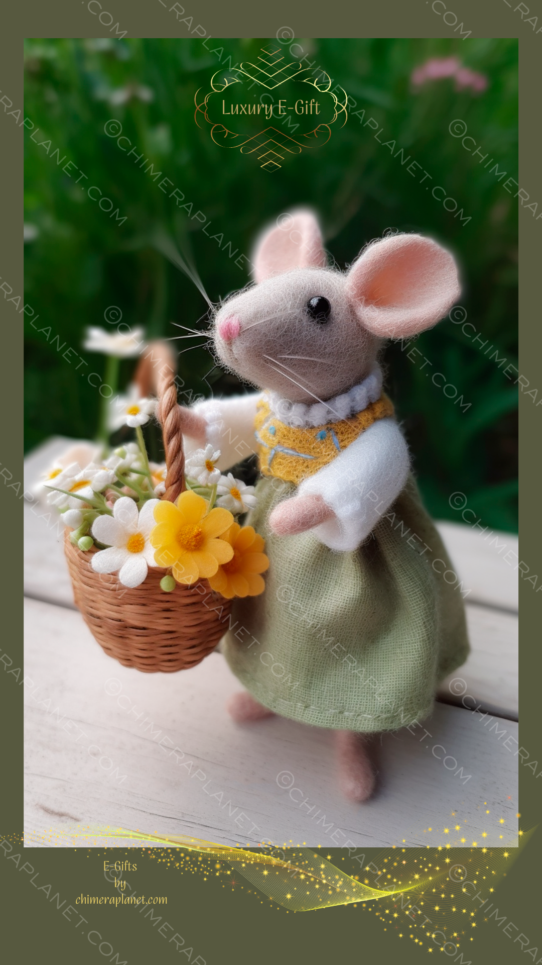 Cute felted mouse. Luxury E-gift