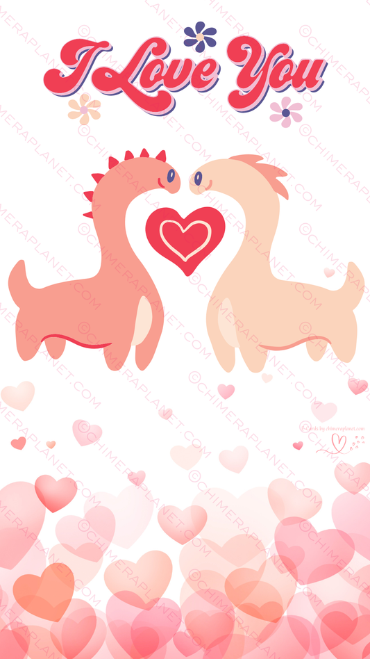 Cute dinos with love. E-Card