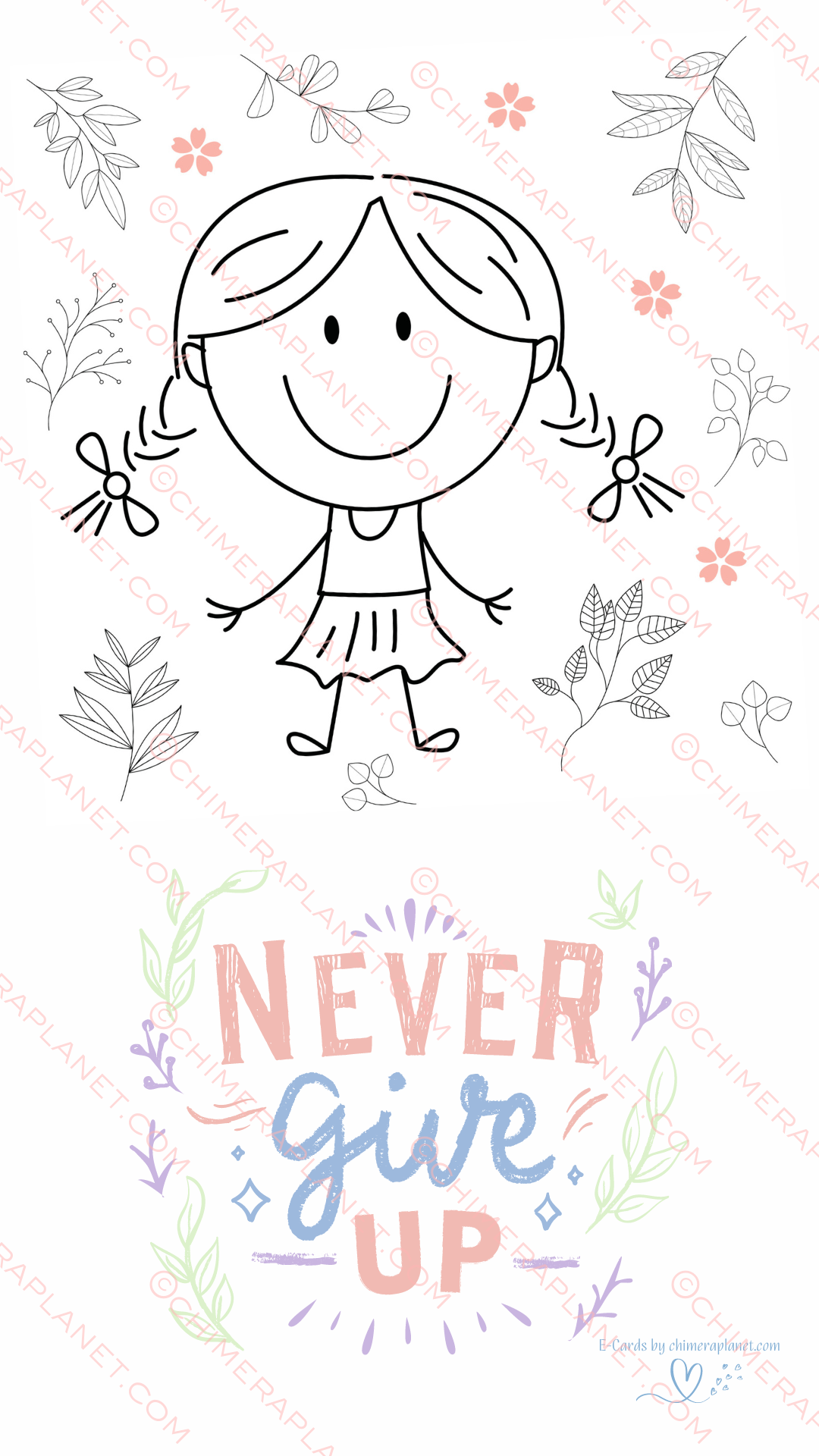 Never give up. E-Card