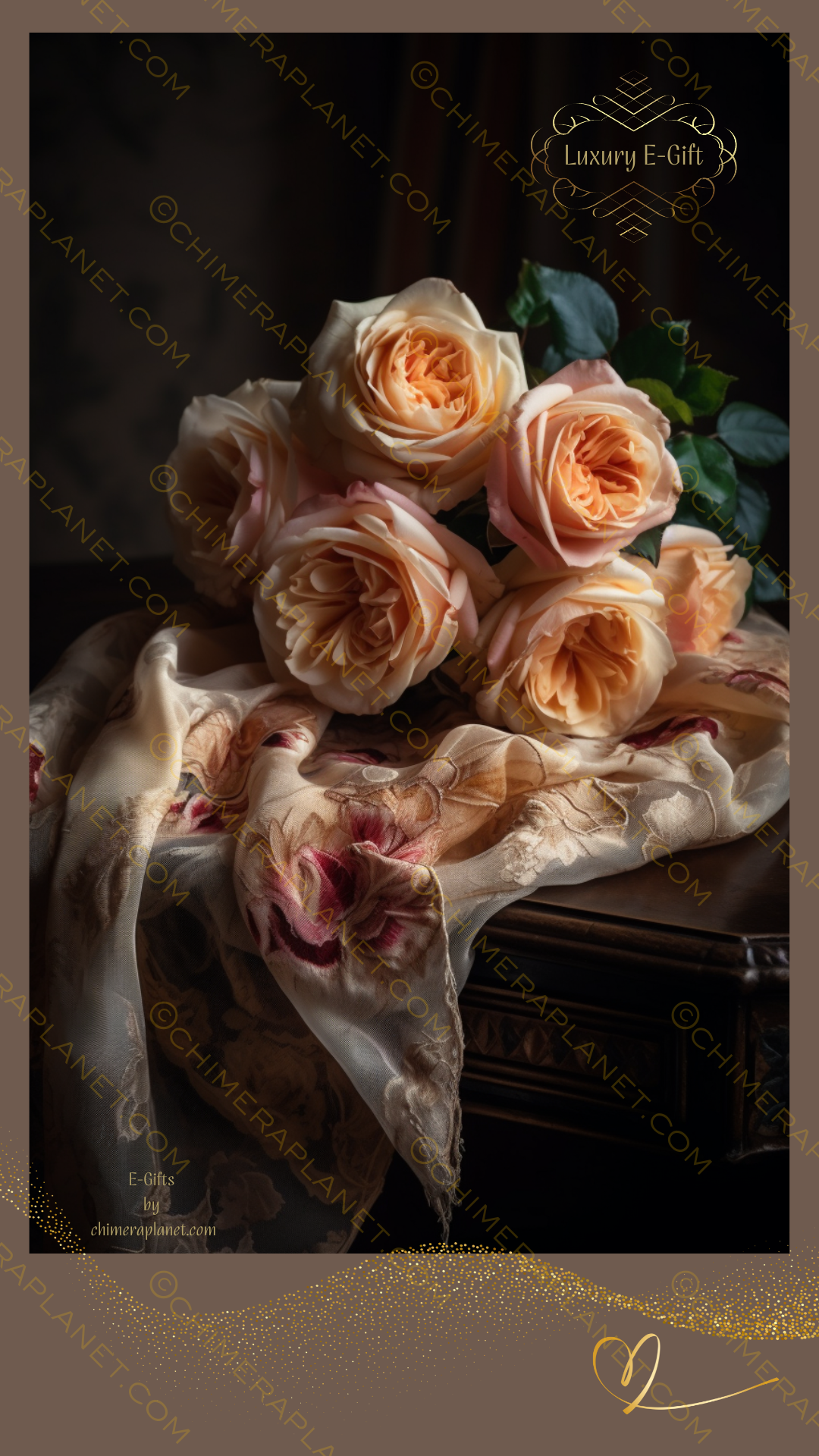 Chic tea roses. Luxury E-gift