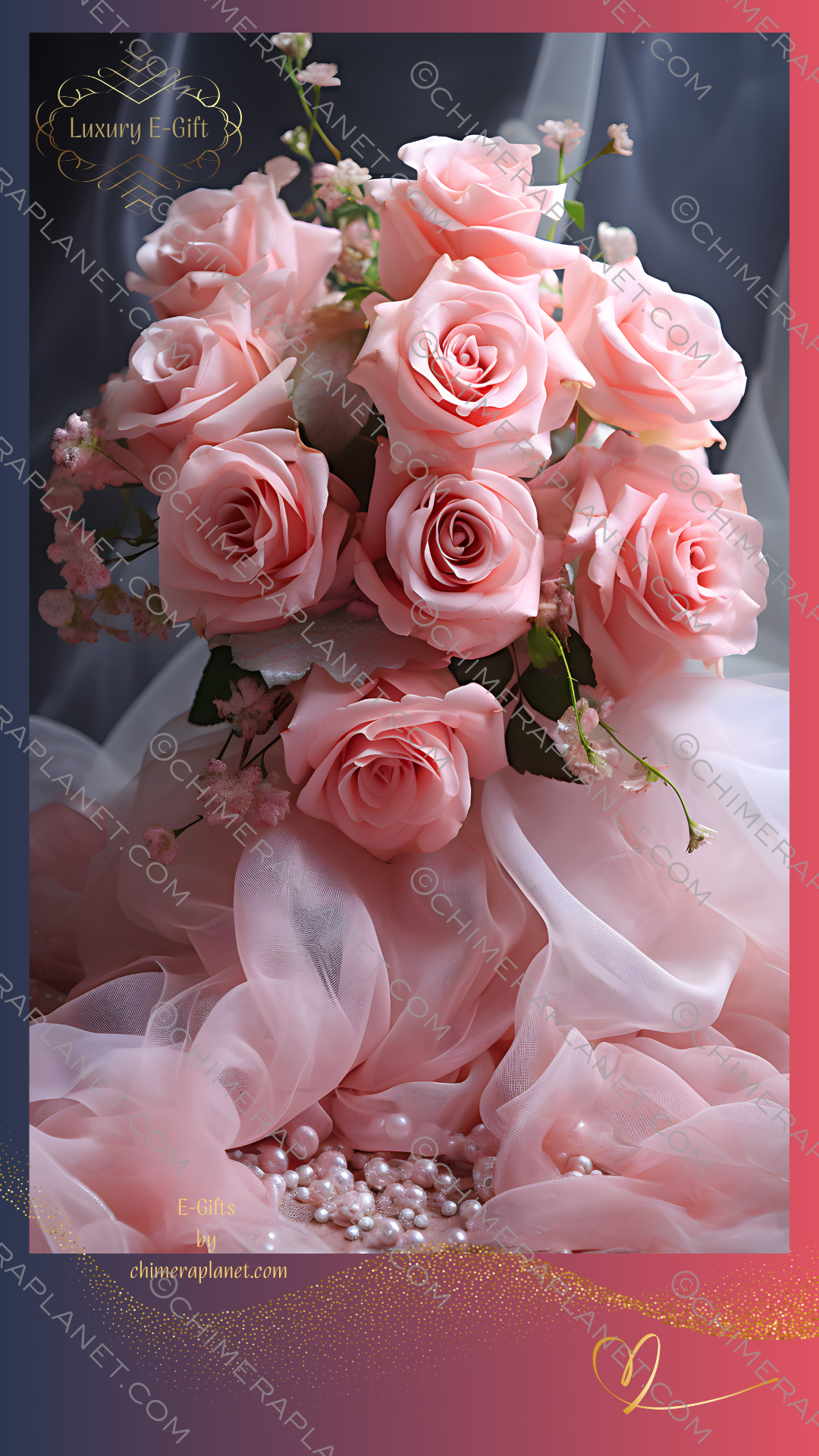 Chic pink roses. Luxury E-gift