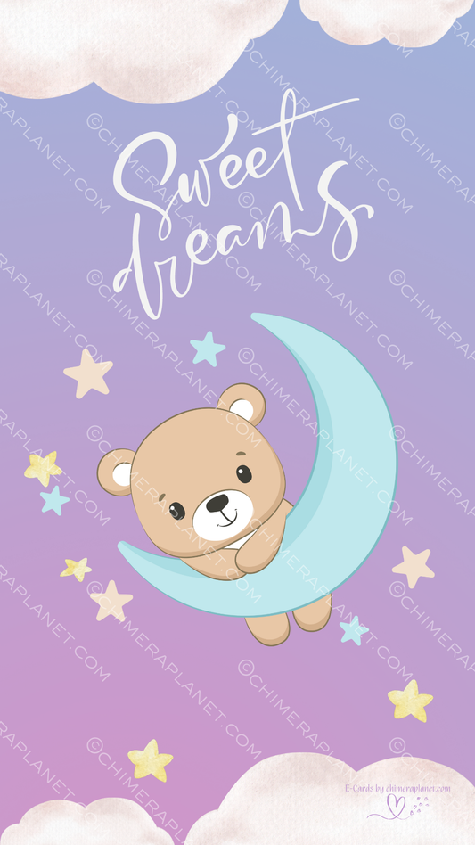 Cute bear with moon. E-Card