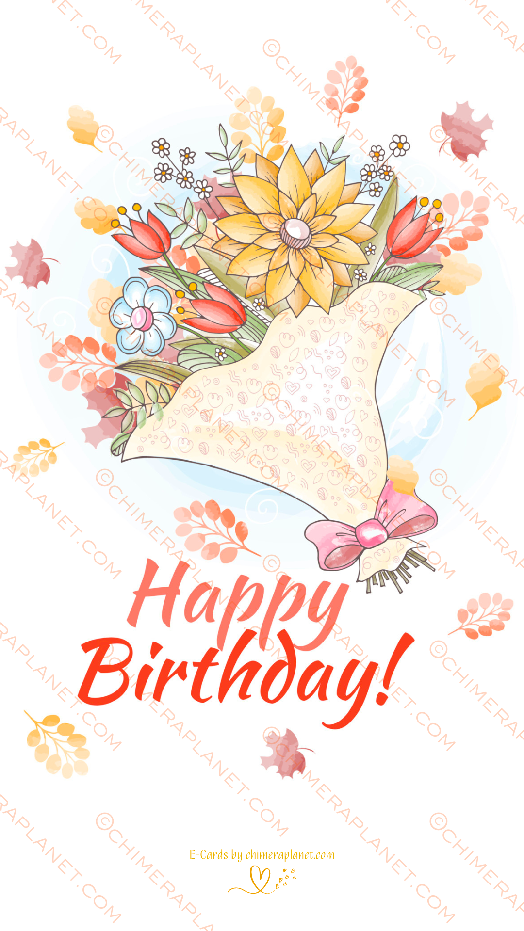 Autumn bouquet. Birthday E-Card