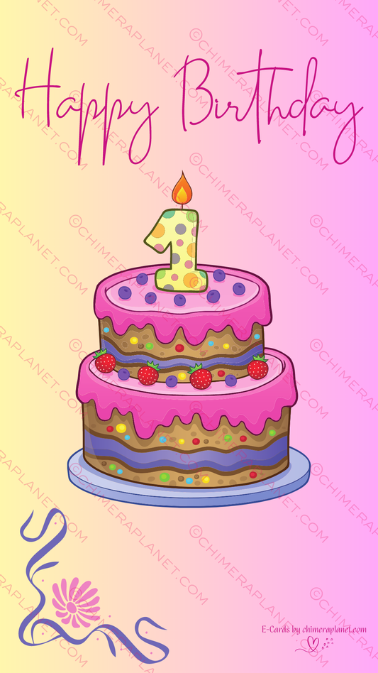 One year. Birthday E-Card