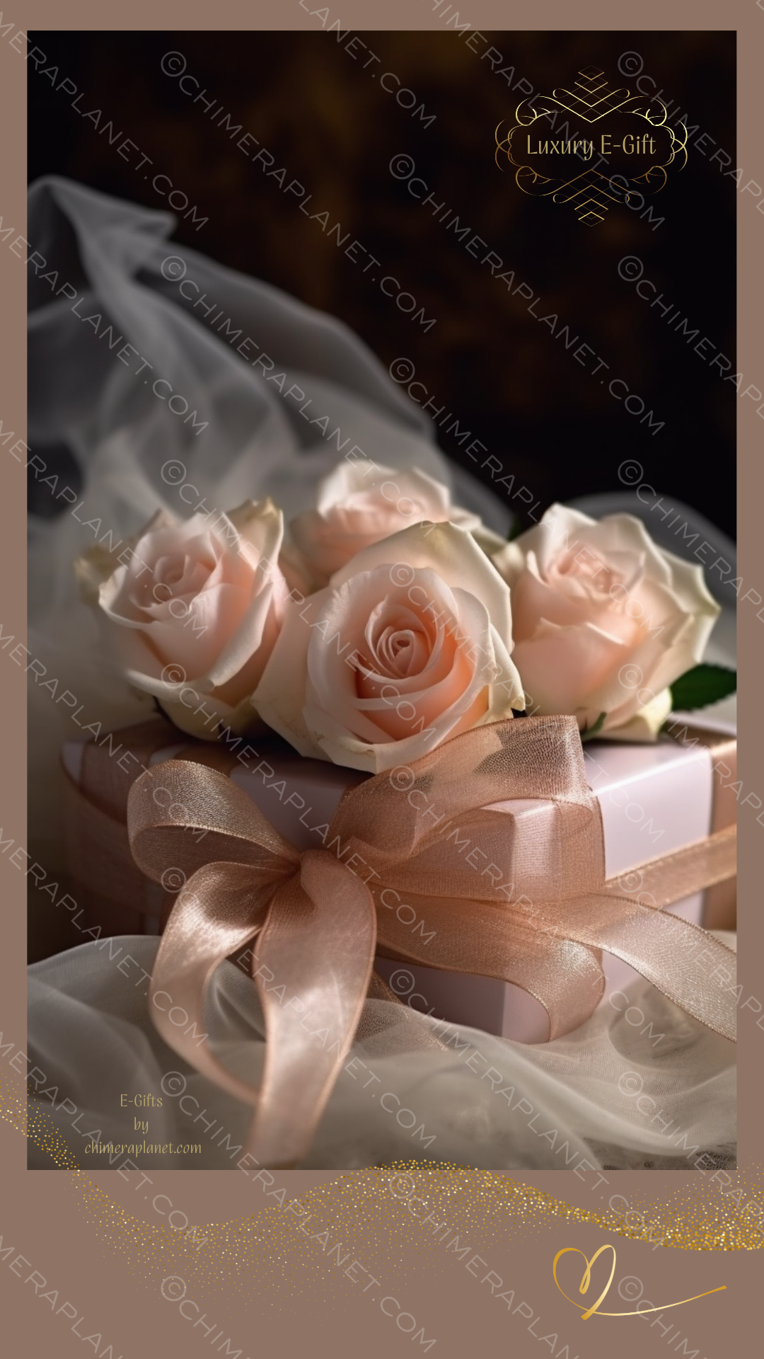 Soft tea roses. Luxury E-gift