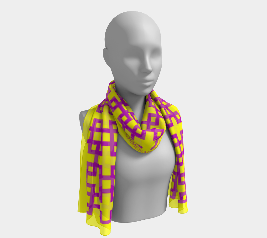 Square pattern. Yellow Long Scarf - Exclusive design by Art Mania!