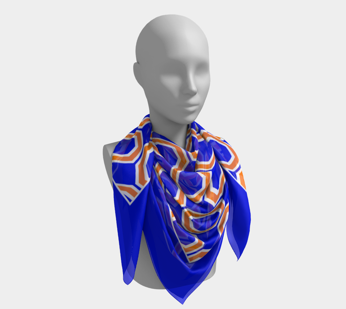 Colorful rings. Blue and beige Scarf