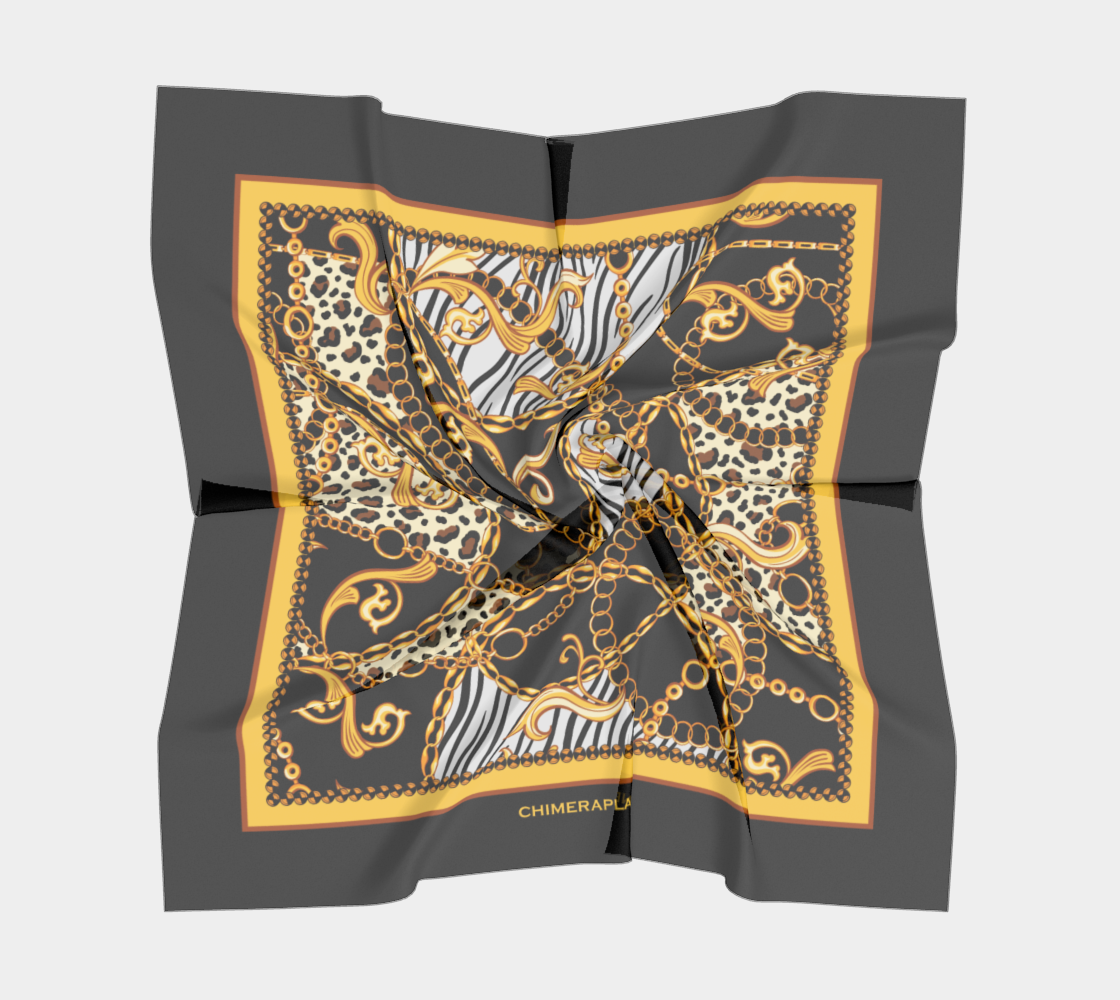 Black with yellow animal pattern. Scarf