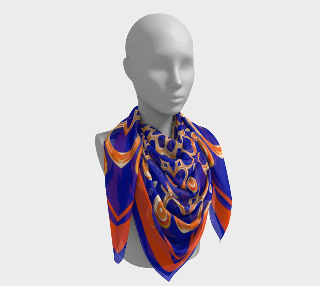 Orange pattern. Blue Scarf