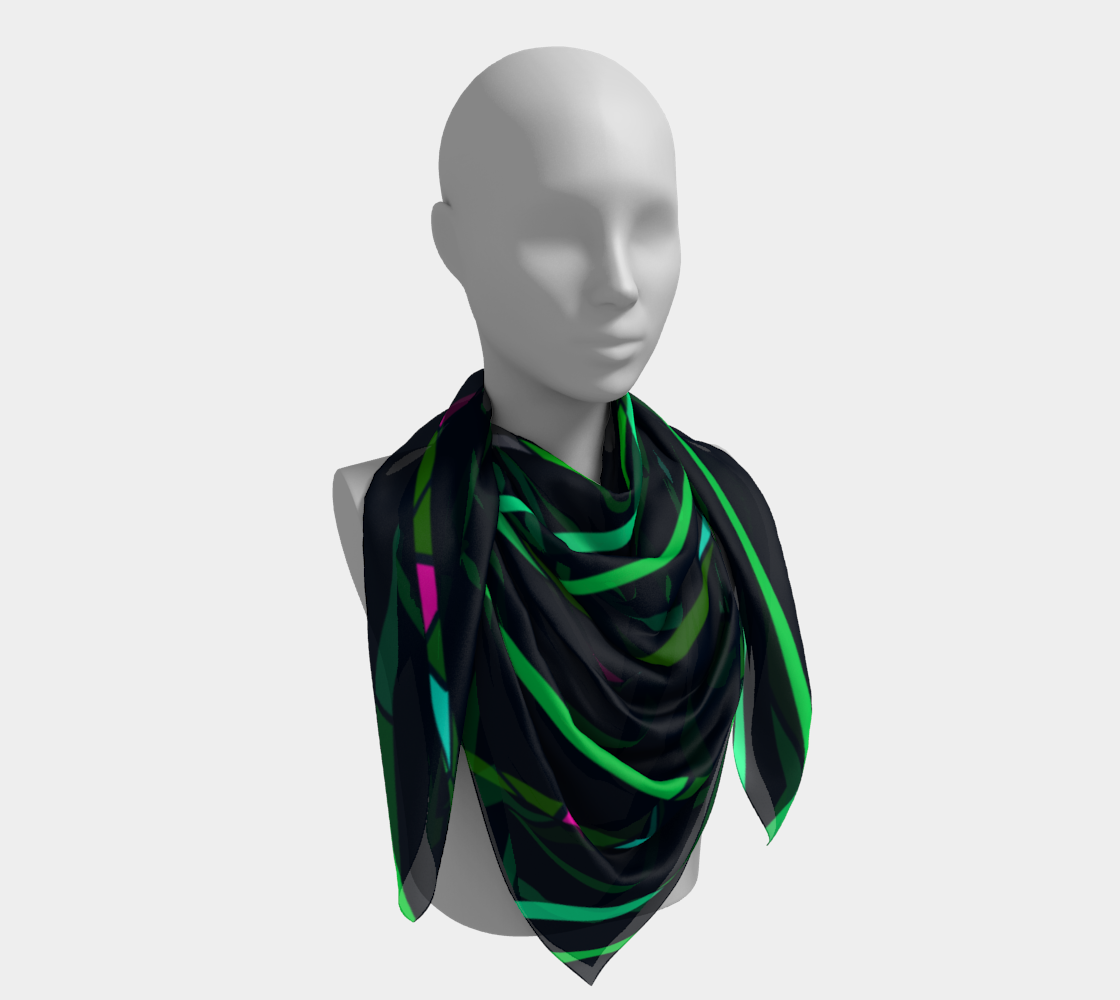 Colorful mosaic. Green lines. Scarf