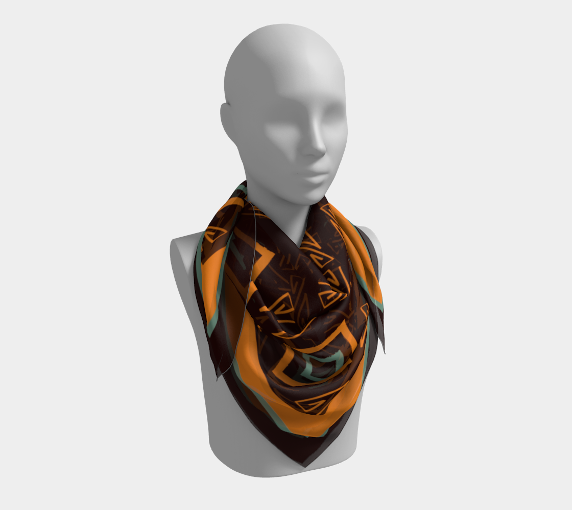 Ethnic pattern. Brown with orange Square Scarf