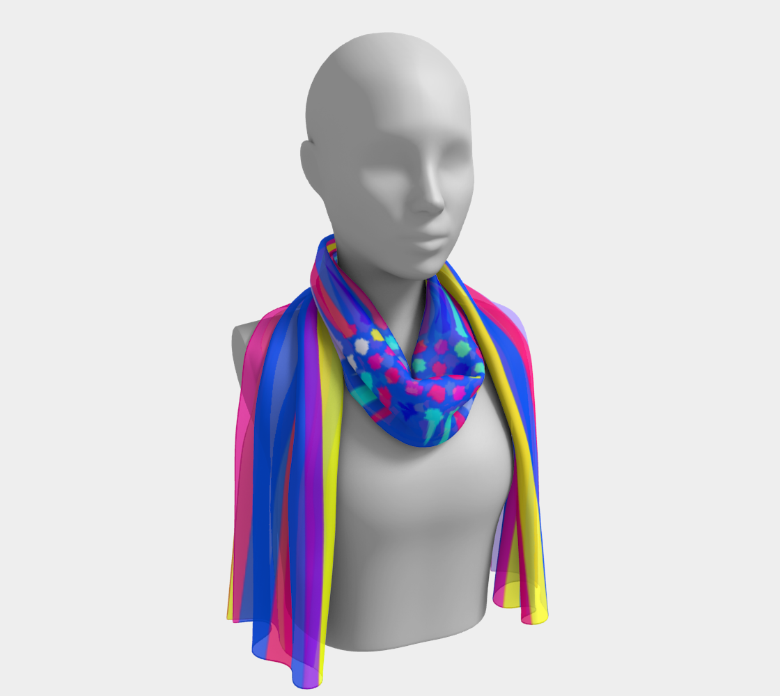 Blue with pink & yellow colors. Long Scarf - Exclusive design by Art Mania!